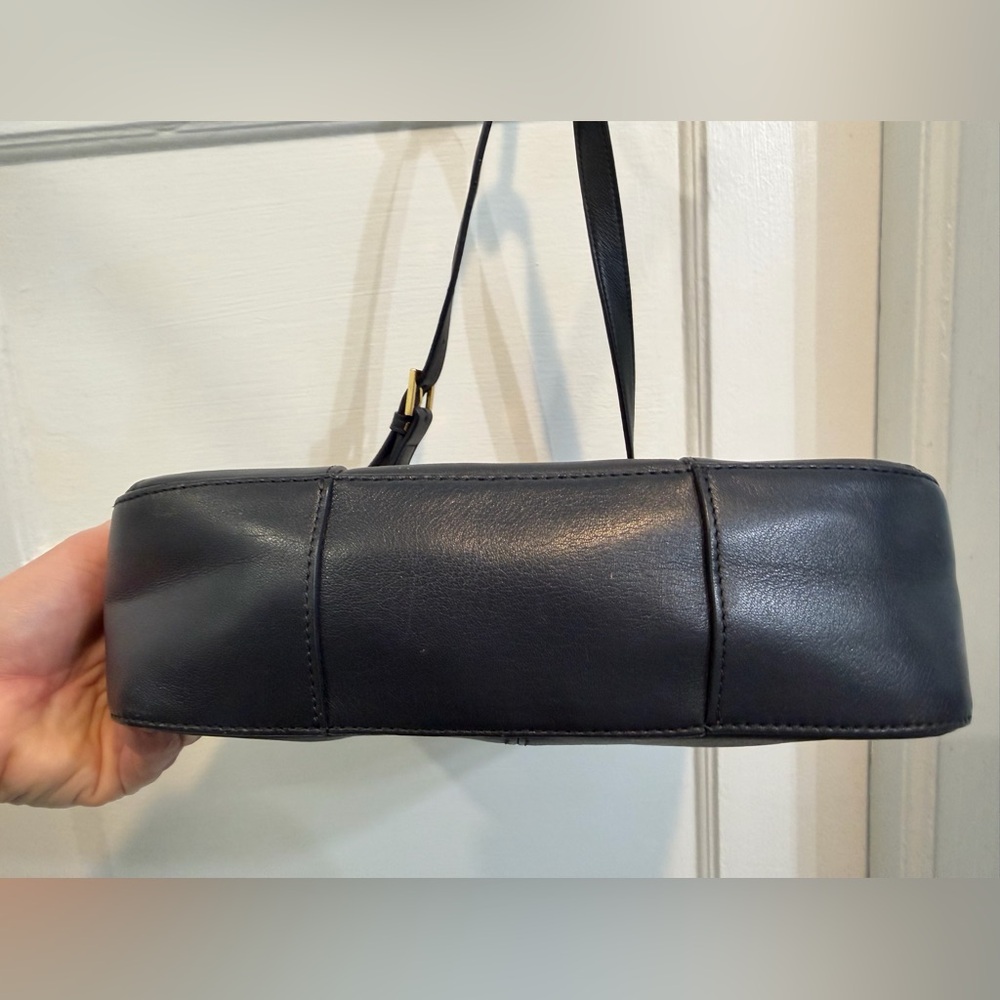 Elegant Navy Leather Shoulder Bag - Picture 9 of 15